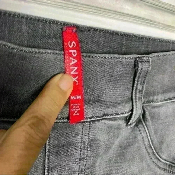 SPANX high waist pull on distressed black skinny denim jeans-sizeMedium - Picture 3 of 6